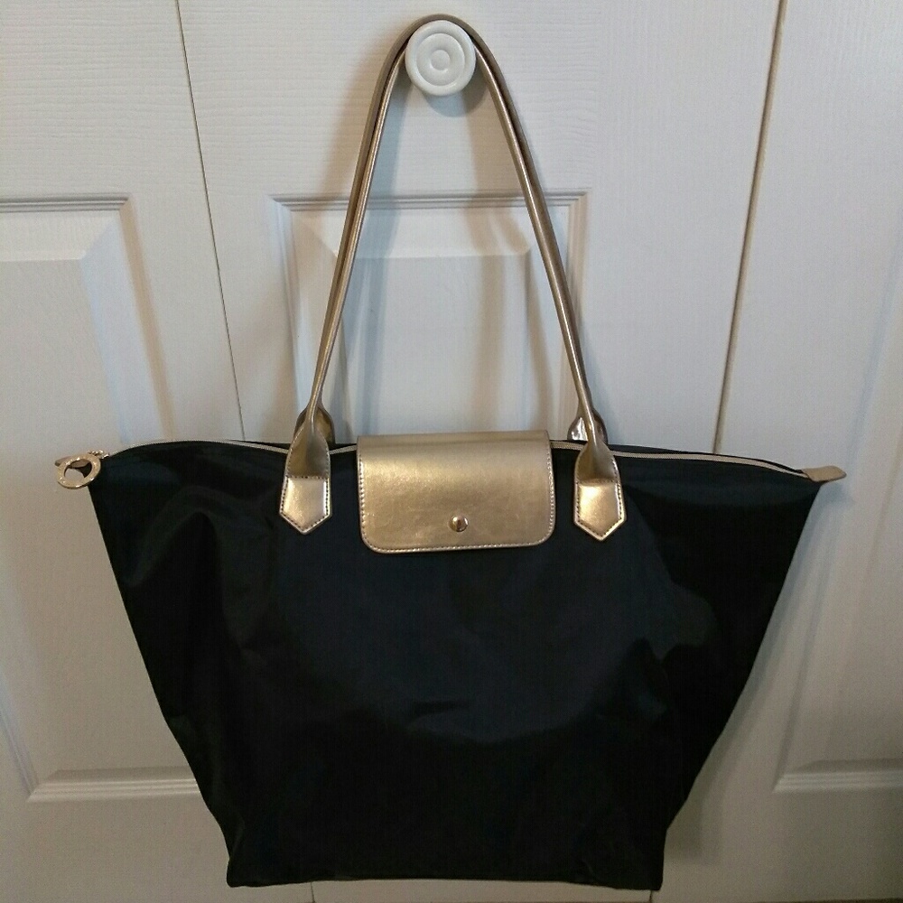Black Microfiber Shopping Tote